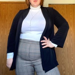 Black Open Front Blazer with Stretch